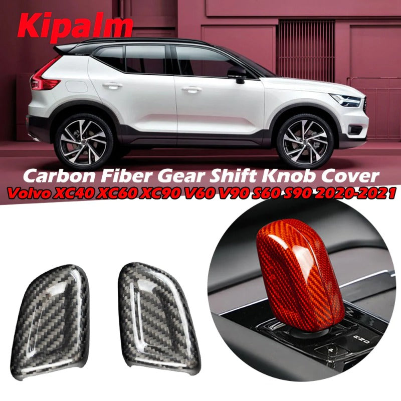 Dry Carbon Fiber Gear Shift Knob Cover Interior Decorative Trim For Volvo XC40 XC60 XC90 V60 V90 S60 S90 2020-2021
