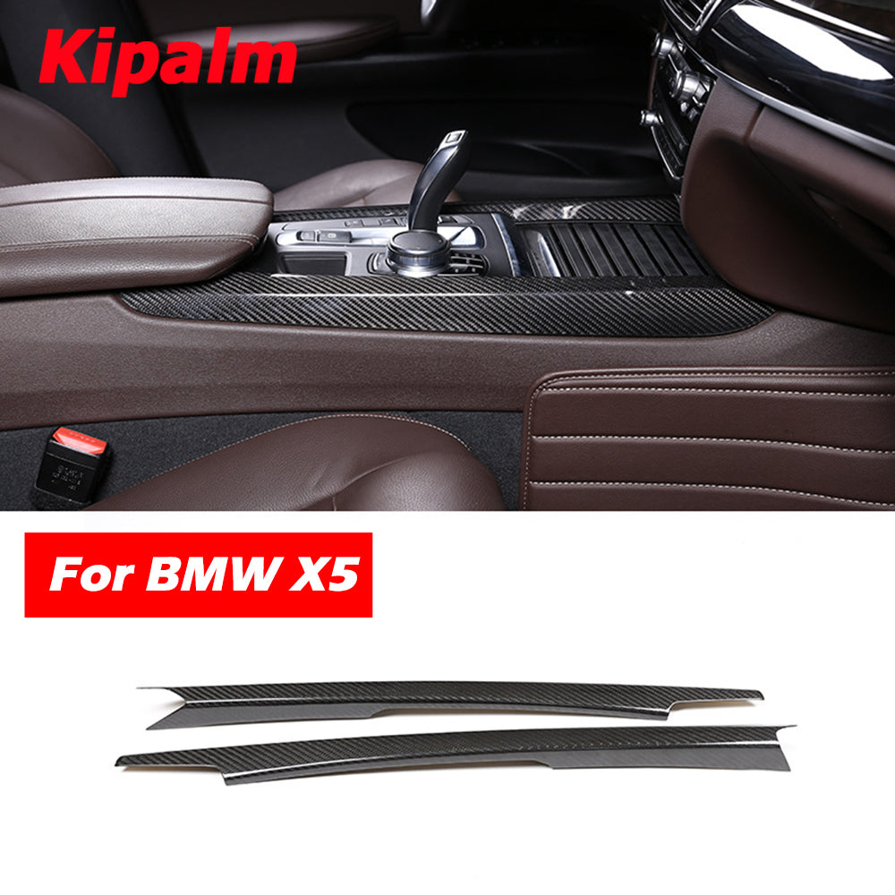 For BMW X5 X6 2014-2018 Carbon Car Interior Center Console Gear Shift Panel Frame Cover Trim Strips