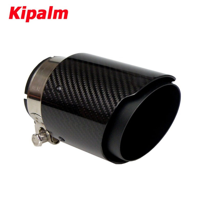 Glossy Twill Carbon Fibre Car Exhaust Tip Black Coated Stainless Steel Muffler Tip Tail Pipe For BMW BENZ AUDI Car Accessories