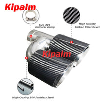 Load image into Gallery viewer, Dual Pipe h Style  Carbon Fiber + Stainless Steel Universal Auto Exhaust Muffler Tips Double End Pipe for BMW BENZ VW Golf
