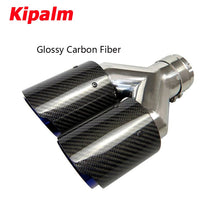 Load image into Gallery viewer, Dual Carbon Fiber Burnt Blue Stainless Steel Universal Exhaust Tip Dual End Pipe for BMW BENZ VW Golf TOYOTA No Logo