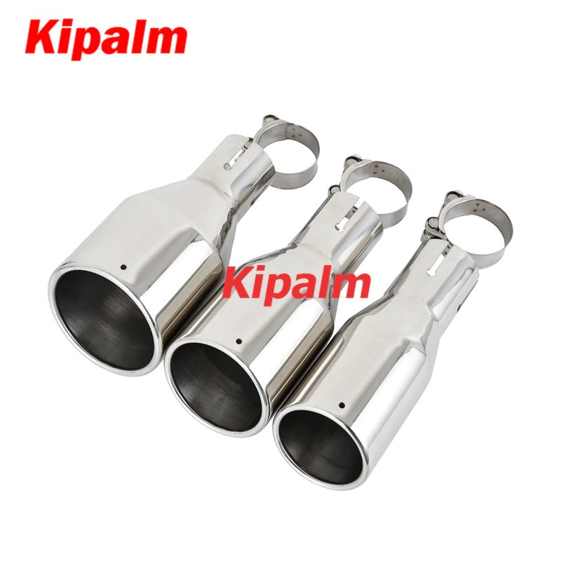 1PC Car Exhaust Pipe Tail Throat Stainless Steel Muffler Tips with Clamp Modification Parts Silver Color