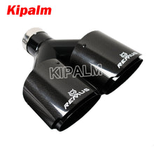 Load image into Gallery viewer, 1 Pcs Car Universal Dual  Equal Length Straight Remus Sport Glossy Carbon Fiber Exhaust Muffler Tips Black Inner Pipe
