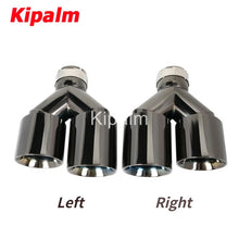 Load image into Gallery viewer, 1 Pair Dual Y Shape Universal Car Exhaust Muffler End Tips Black Stainless Steel Pipe Toyota BMW
