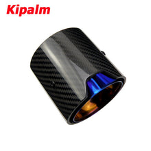 Load image into Gallery viewer, 4 PCS Carbon Fiber Exhaust Tips Fit for BMW M5 F90 with Burnt Blue Inner Pipe and Gloss Cover