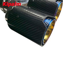 Load image into Gallery viewer, Universal M Performance Style Dual Outlet Carbon Fibre Muffler Tips Stainless Steel Exhaust Pipe for BMW