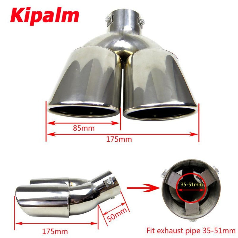 1PC Kipalm Stainless Steel Oval Dual Twin Exhaust Pipe Tail Pipe Tip For BMW E30 E32 E34 E36 E46