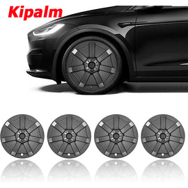 4PCS Replacement Tesla 19'' Matte Black Wheel Cover Cap Model Y Full Cover Car Hubcaps
