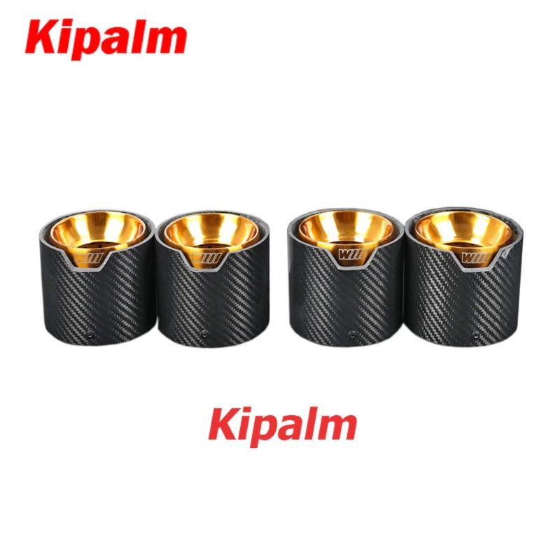 4pcs BMW M3 G80 M4 G82 G83 Golden Stainless Steel Glossy Finish Carbon Fiber Exhaut Tip Pipe Tail Ends