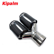 Load image into Gallery viewer, Dual Pipes Equal Length Remus Sport Glossy Carbon Fiber Exhaust Muffler Tips Glossy Blue Inner Pipe for BMW AUDI