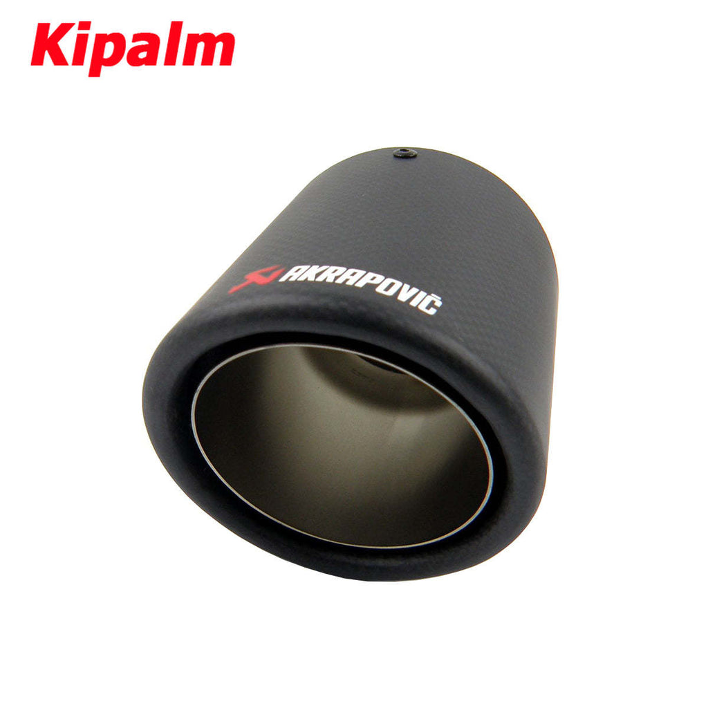 1PCS Akrapovic Curly Matte Car Universal Carbon Fiber Exhaust Tip Muffler Pipe For BMW BENZ AUDI VW