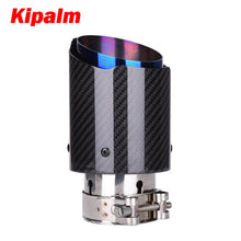 Load image into Gallery viewer, Glossy Twill Weave Carbon Fiber Blue Stainless Steel Exhaust Pipe Tail Pipe Muffler Tip