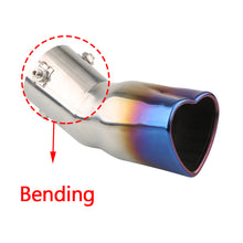 Load image into Gallery viewer, Universal Adjustable 2.5&quot; Burnt Blue Stainless Steel Single Exhaust Tips Silver Muffler Tail with Heart Shape Style