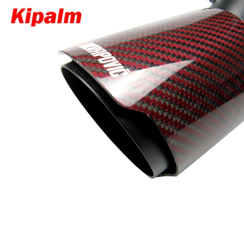 Red Angle Adjustable Bolt-On Akrapovic Carbon Fiber Exhaust Pipe with Anti-drop Rope Kicks FIT CRV RAV4 Altis SX4