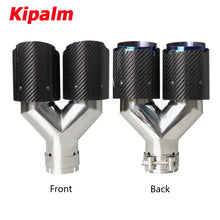 Load image into Gallery viewer, Dual Carbon Fiber Burnt Blue Stainless Steel Universal Exhaust Tip Dual End Pipe for BMW BENZ VW Golf TOYOTA No Logo