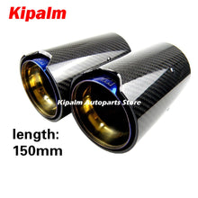 Load image into Gallery viewer, 1PCS Universal M LOGO 150mm length Burnt Blue Carbon Fiber Exhaust tips For M Performance exhaust pipe For BMW Exhaust tips