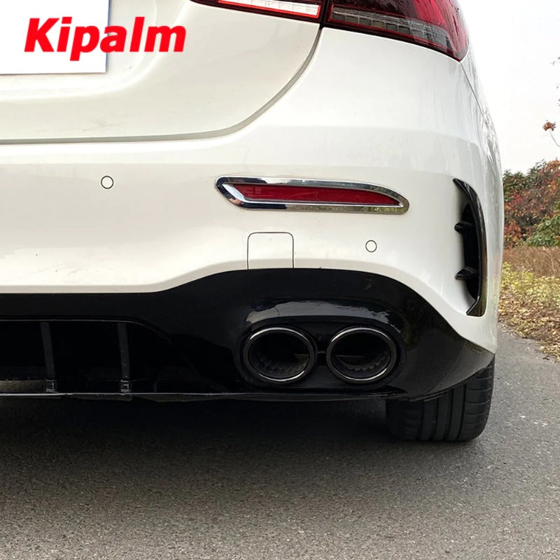 Dual Out Stainless Steel Exhaust Pipe for Mercedes-Benz W177 C118 A35 CLA35 AMG 2020+ Rear Bumper