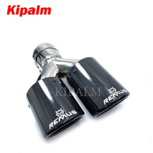 Load image into Gallery viewer, 1 Pair Universal Dual Exhaust Pipes Curly Edge Remus Sport Glossy Carbon Fiber Muffler Tips for BMW AUDI GOLF MAZDA
