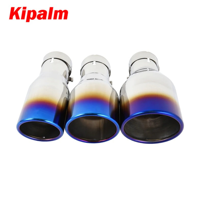 Universal Car Exhaust Pipe Tail Throat Stainless Steel Muffler Tips with Clamp Car Modification Parts Blue Burnt Color