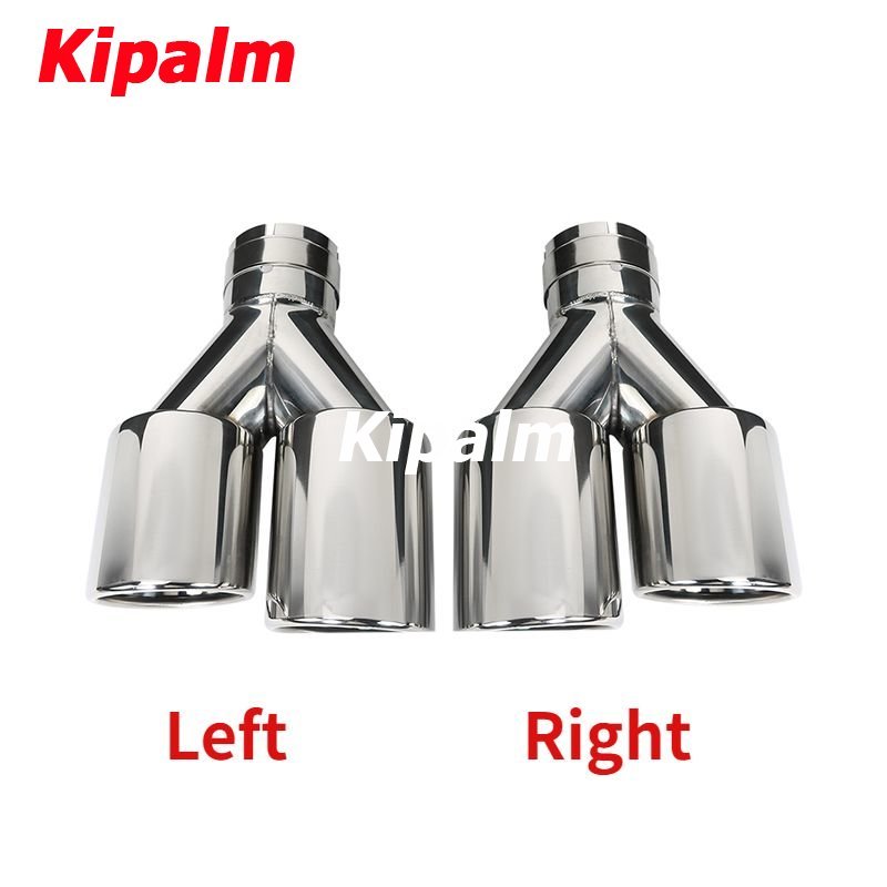 1 Pair Double-layer Polished Stainless Steel Dual Exhaust Tips Universal Car Curly Edge Muffler Tail Pipes