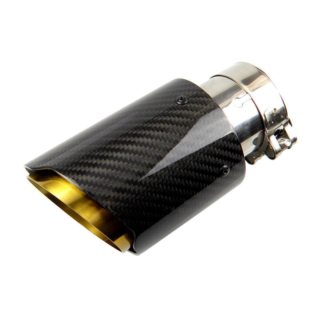 Car Universal Golden Inner Pipe Glossy Black Twill Carbon Fiber Exhaust Muffler Tip Tail Pipe For BMW BENZ AUDI Car Accessories