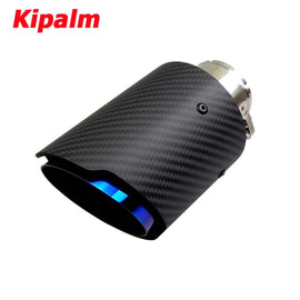 Matte Twill Carbon Fibre Car Exhaust Tip Burnt Blue Stainless Steel Muffler Tip Tail Pipe For BMW BENZ AUDI VW Car Accessories