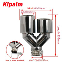 Load image into Gallery viewer, 1 Pair Dual Y Shape Universal Car Exhaust Muffler End Tips Black Stainless Steel Pipe Toyota BMW