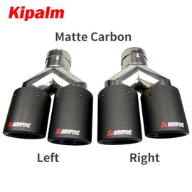 1Pair Universal Auto Akrapovic Dual Exhaust Tip Curly Edge Carbon Fiber Stainless Steel End Pipe