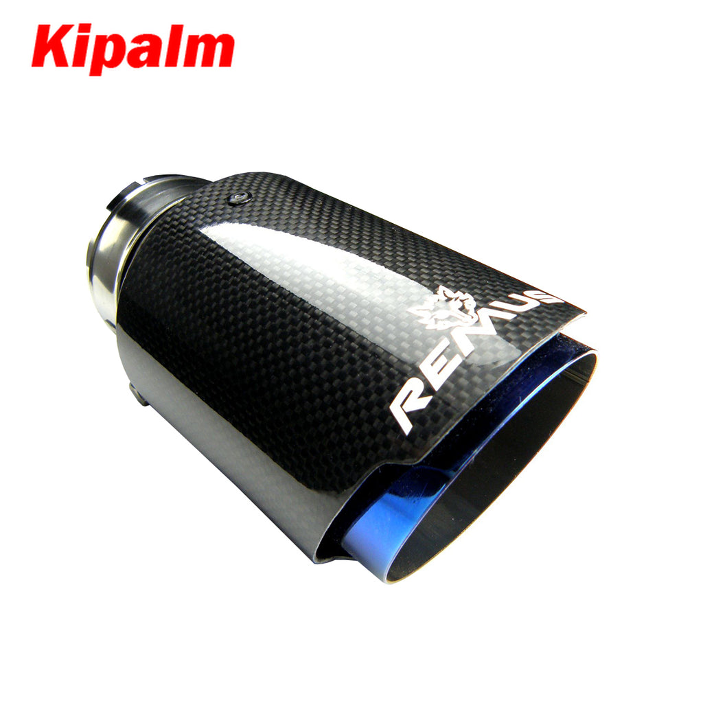 1pcs Carbon Fiber Remus Car Wolf Exhaust Pipe Muffler Blue Burnt Stainless Steel Muffler Tips End Pipe