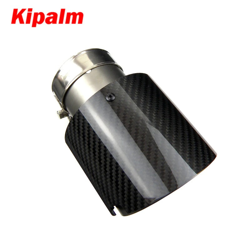 Kipalm Straight Edge Sand Blasting Stainless Steel Four Slots Carbon Fiber Exhaust Tip Muffler for BENZ BMW AUDI