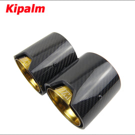 1pcs BMW X3 G01,X4 G02 M LOGO Carbon Fiber Exhaust Tips for M Performance Exhaust Pipe for BMW Muffler Tail Pipe 90mm Length Gold
