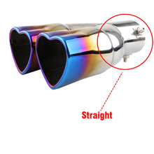 Load image into Gallery viewer, 1PC Universal Dual Exhaust Pipe Muffler Bolt-On Heart Shape Straight Edge Stainless Steel Outlet Nozzle