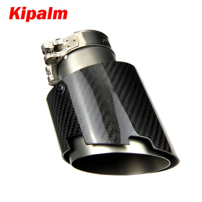 Kipalm Straight Edge Sand Blasting Stainless Steel Four Slots Carbon Fiber Exhaust Tip Muffler for BENZ BMW AUDI