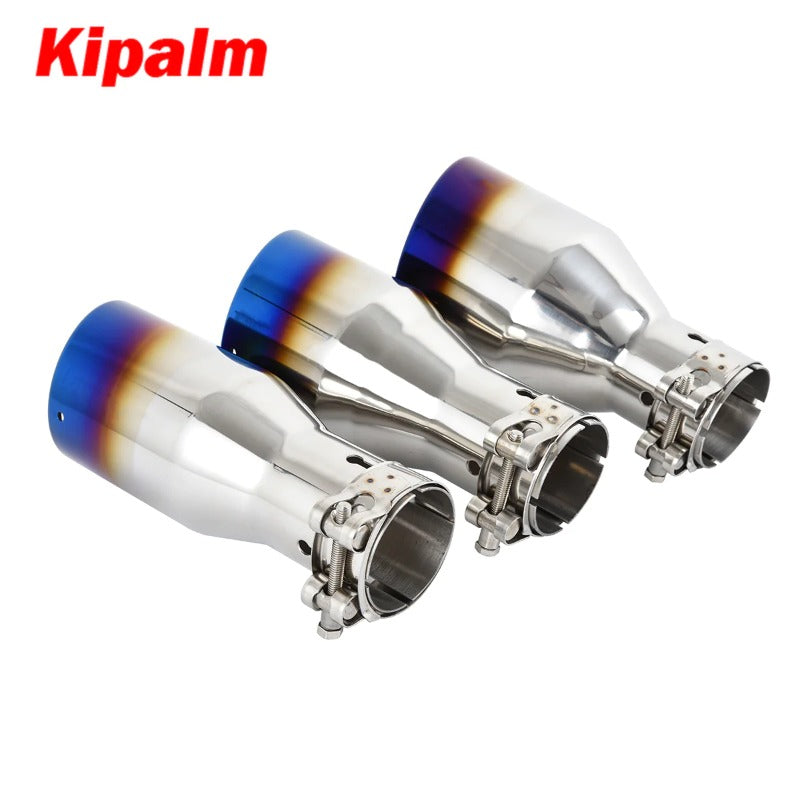 Universal Car Exhaust Pipe Tail Throat Stainless Steel Muffler Tips with Clamp Car Modification Parts Blue Burnt Color