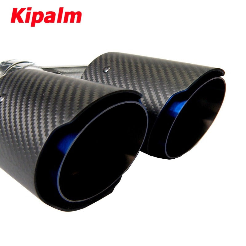 Dual Carbon Fiber Stainless Steel Burnt Blue Universal Auto Akrapovic Type Exhaust Tip for BMW BENZ VW Golf