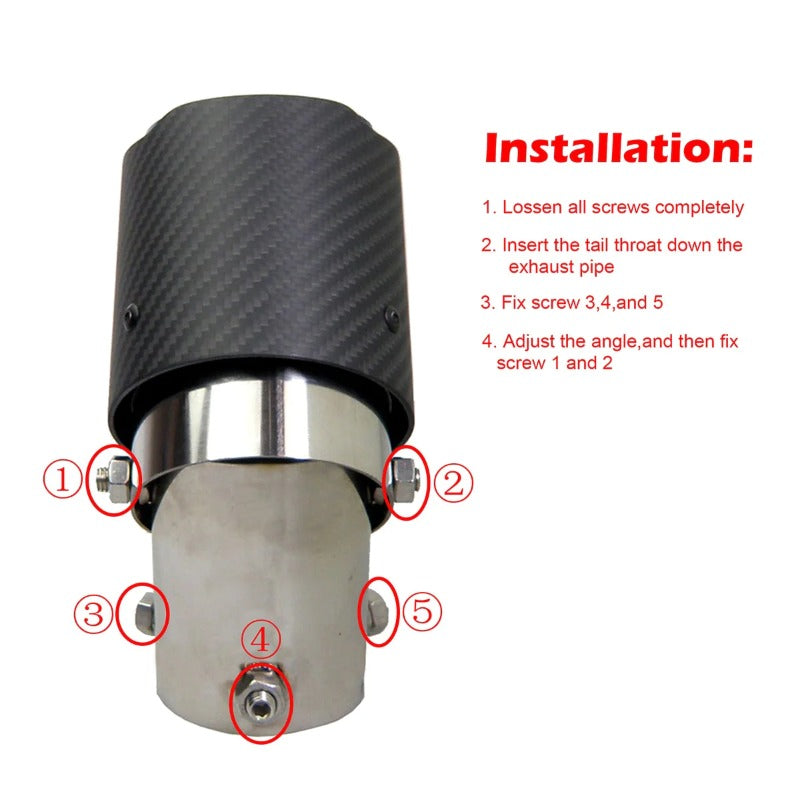 No Logo Angle Adjustable Pipe Matte Carbon Fibre Exhaust Tip Muffler Tip for Toyota HONDA