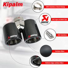 Load image into Gallery viewer, 1PC3.5 inch Universal Curly Edge Dual Outlet Carbon Fiber Exhaust Pipe Akrapovic Tip for BMW AUDI GOLF MAZDA