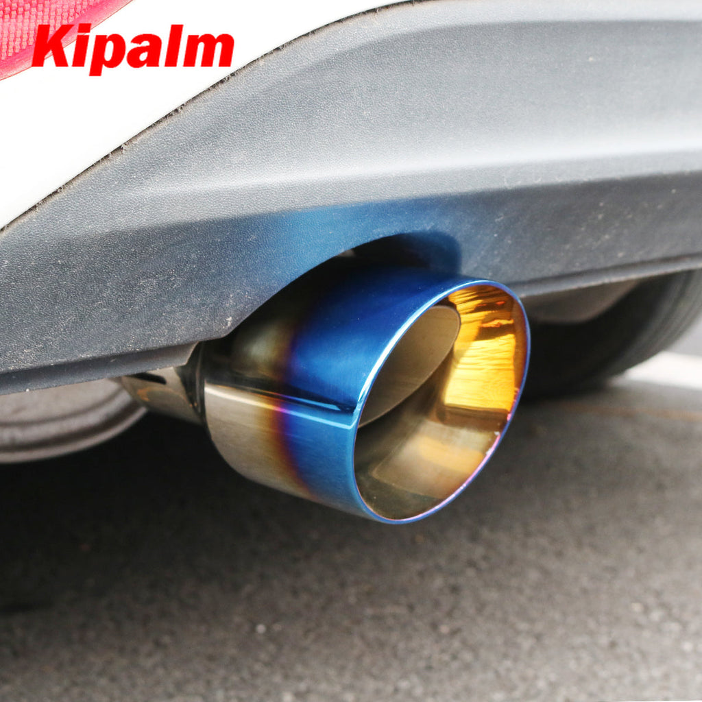 1pcs Slanted Edge Burnt Blue sliver Stainless Steel Exhaust Tip Tail End Pipe Muffler Tips