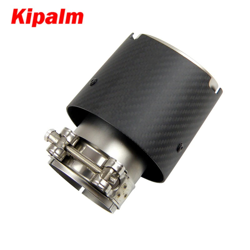 Kipalm Car Straight Edge Sand Blasting Stainless Steel Four Slots Matte Cover Carbon Fiber Exhaust Tip Muffler Tip