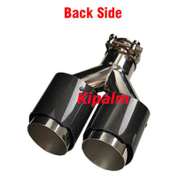 Load image into Gallery viewer, 1Pair Y Style Dual Universal Auto Exhaust Muffler Tips Carbon Fiber End Pipe for Buick Corolla Ford Golf with Remus Logo