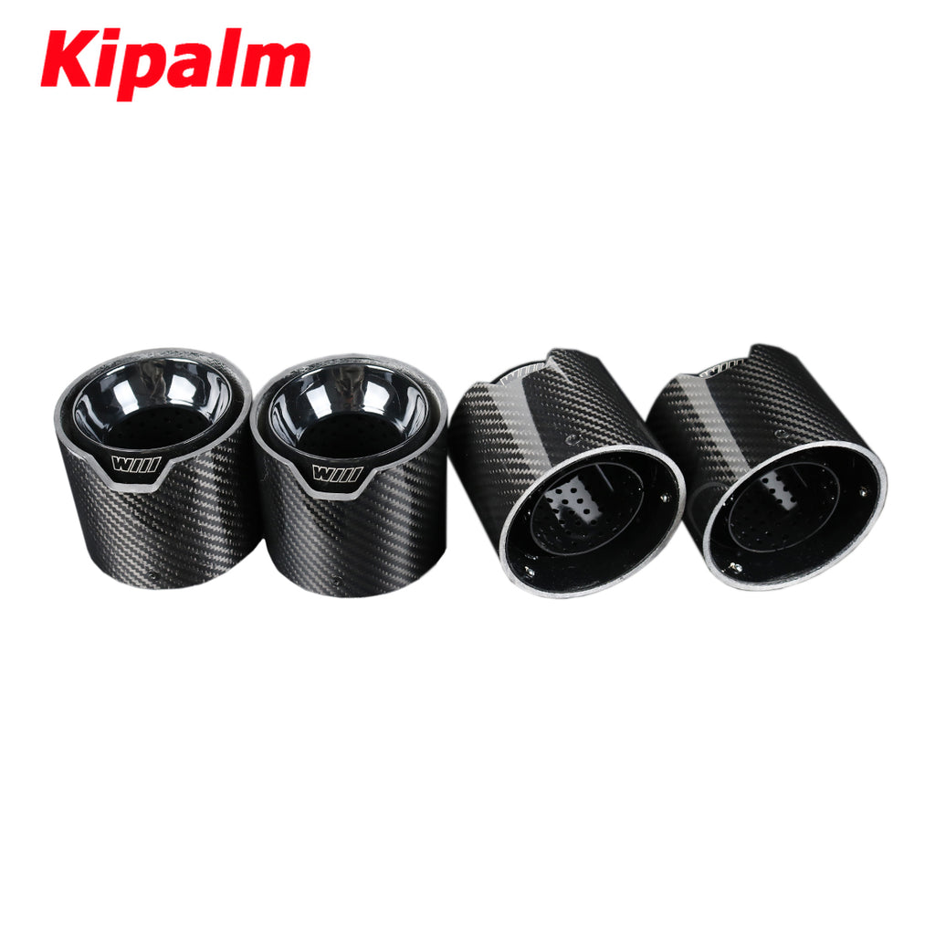 Black Coated Stainless Steel Glossy Carbon Fiber Exhaut Tip Pipe Tail Ends Fits for BMW M3 G80 M4 G82 G83 2020+