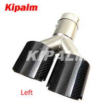 Load image into Gallery viewer, Kipalm Y-shape Dual-outlet Exhaust Pipe Four Slot Glossy Carbon Fiber Cover Stainless Steel Universal Auto End