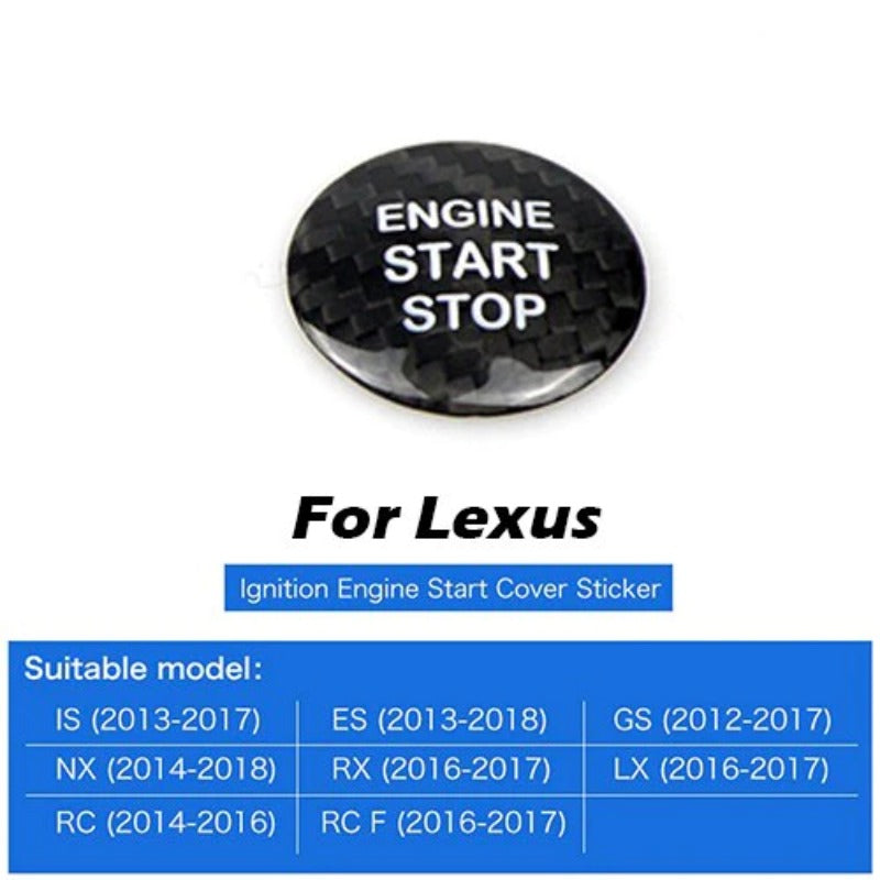 Real Carbon Fiber Engine Start Button Cover Stickers Decor for LEXUS IS250 300 350 200T ES GS NX RX LX RC Series