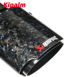 PC Universal Blue Forged Twill Carbon Fiber Gold Foil Akrapovic Car Exhaust Pipe Muffler Tip Black Coated Stainless Steel