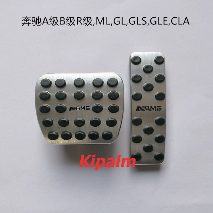 No Drill Gas Accelerator Brake Pedal Plate Pad for Mercedes Benz A B R ML GL GLS GLE GLA CLASS LHD AT AMG LOGO