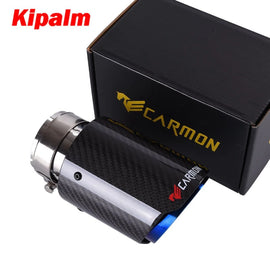Glossy Twill Weave Carbon Fiber Blue Stainless Steel Exhaust Pipe Tail Pipe Muffler Tip