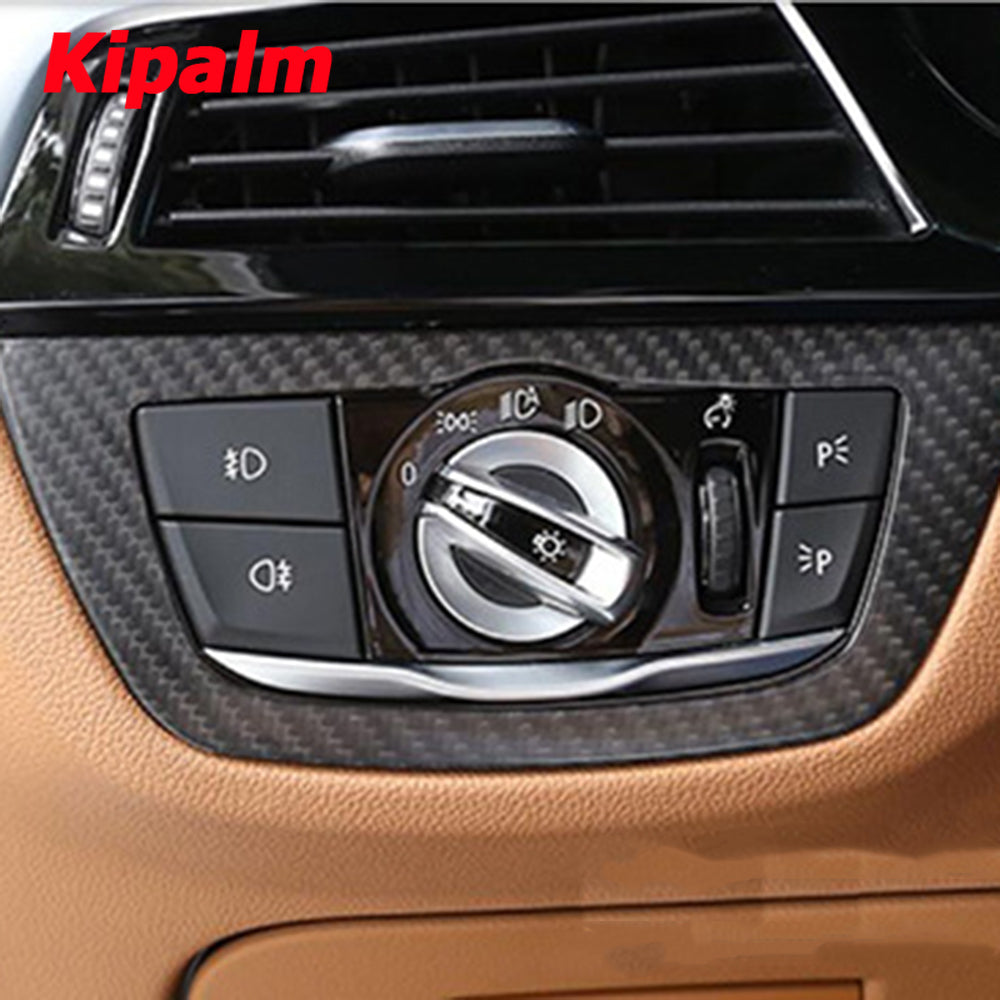 Interior Carbon Fiber For BMW G30 Headlight Switch Frame Accessories Headlamp Switch Trim