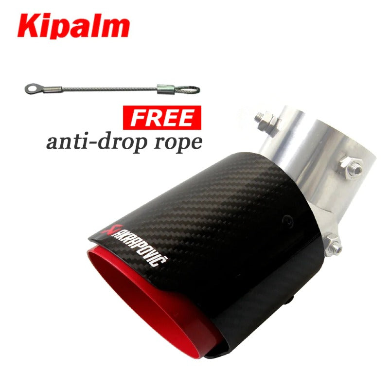 Red Angle Adjustable Bolt-On Akrapovic Carbon Fiber Exhaust Pipe with Anti-drop Rope Kicks FIT CRV RAV4 Altis Toyota HRV