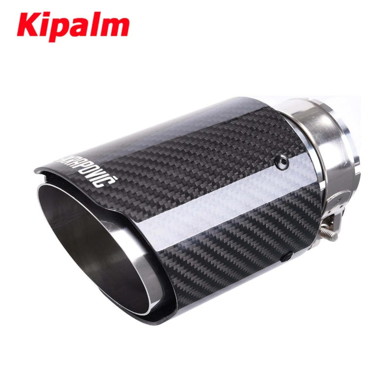 1PC Glossy Black Akrapovic Carbon Fiber Car Universal Exhaust Pipe Tailtip Muffler for BMW Toyota VW