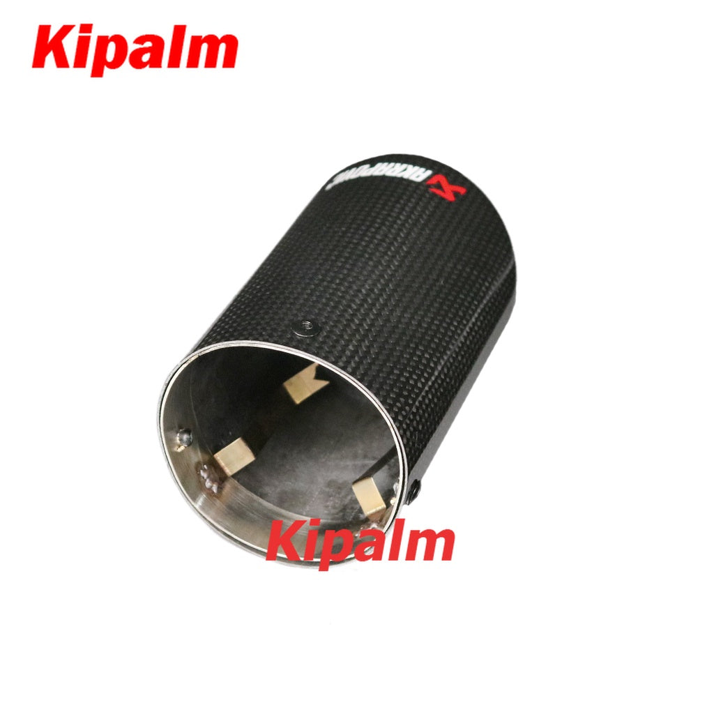 1PC Akrapovic Case Car Universal Pipe Carbon Fiber Cover Exhaust Muffler Pipe Tip Housing with Spring Buckle Clip